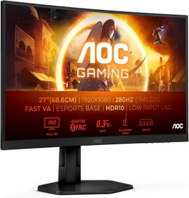 Resim AOC Gaming C27G4ZXU - 27 inç FHD Kavisli Monitör, 280 Hz, 0,3 ms, FreeSync Premium, HDR10 (1920x1080, 2X HDMI, DisplayPort, USB Hub) Siyah/Gri 