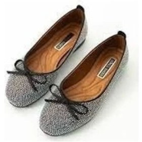 Resim Potte Siyah Saten Babet Ayakkabı Çok Renkli 