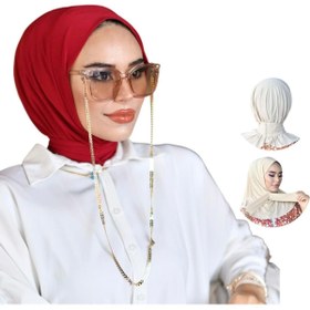Resim Sahra Şal Dünyası Hijabchi Kadın Tesettür Çıtçıt Boyunluk Hijab Bone Model Eşarp 