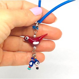 Resim Azrua Kırmızı Kuş Araba Nazarlık, Cam Aksesuar, Araba Nazar Süsü 