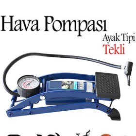 Resim NZB Ayak Tipi Hava Pompası Göstergeli Tekli Teker Araç Araba Bisiklet Motorsiklet Top Pompası 