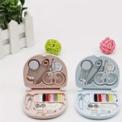 Resim Mini Taşınabilir Seyahat Ev DIY Dikiş Kutusu 