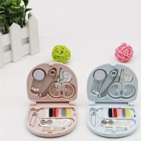 Resim Mini Taşınabilir Seyahat Ev DIY Dikiş Kutusu 