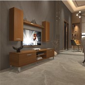 Resim Decoraktiv Eko 5d Mdf Dvd Krom Ayaklı Tv Ünitesi Tv Sehpası - Naturel Ceviz 