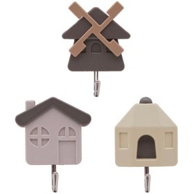Resim ASR Yapışkanlı Ev Figürlü Duvar Askısı, 3’lü Set Kanca, Askılık 