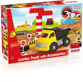 Resim Dolu Jumbo Kamyon ve Bloklar 40 Parça Sarı 