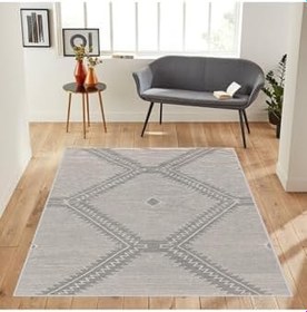 Resim Rovigo Dijital Baskı Yıkanabilir Kaymaz Taban Salon Halısı RVG1224, Gri, 80 x 150 