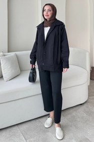 Resim Tesettür Diyarı Kadın Şerit Detaylı Astarsız Carla Trençkot- Standart Beden (36-42 Uyumludur) 