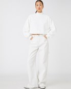 Resim Oversize Peluş Sweatshirt Balıkçı Yaka Beli Lastikli 