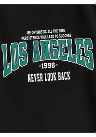 Resim Startmore Adrift Unisex Kadın/erkek Siyah Los Angeles 1996 Baskılı Oversize Kapüşonlu Sweatshirt Siyah 