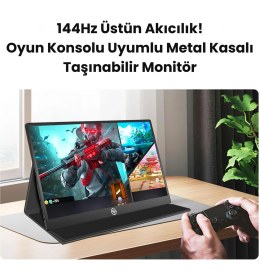 Resim Npo NPM6144 15.6" Fhd 5ms144Hz Type-C Telefon&oyun Konsolu Uyumlu Metal Kasa Taşınabilir Monitör 