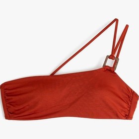 Resim Koton Hafif Destekli Aksesuarlı Tek Omuz Bikini Üstü Kahverengi 5sak10022mm Kahve 