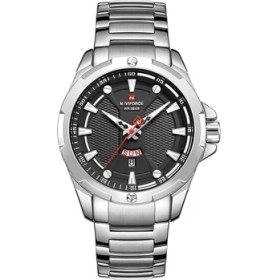 Resim Hanyang Gümüş Erkek Saatler Navıforce En Lüks Marka Analog Izle Erkekler Paslanmaz Çelik Su Geçirmez Kuvars Kol Saati Tarih Relogio Masculino (Yurt Dışından) 