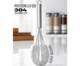 Resim Esmo Home Orret Home Helezon Yaylı Çırpıcı - 304 Paslanmaz Çelik Makarna Çırpıcı & Çırpma Teli, Yaylı Spiral Tasarım, Kıvamlı Yumurta, Krema, Pasta ve Hamur Çırpma, Dayanıklı Profesyonel Mutfak Gereci 