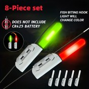 Resim 8 Parça Set Balık Olta Ucu Işıklar, Gece Avı İçin LED Parlayan Çubuklar, Şişme Alarmlı Akıllı Renk Değiştiren Göstergeler (Piller Dahil Değildir), Balıkçılık Çubuğu İşıklı Çubuklar,Balıkçılık Aksesuarları ve Ekipmanlar,Klips Tutuculu Balıkçılık Alarmı,Balıkçılık Aksesuarı,Işıklı Çubuk Zili,Elektrikli Olta Kamışı Alarm,Balık Isırma Dedektörü,Balıkçılık ışığı,Balıkçılık Ekipmanları ve Malzemeleri,Balıkçılık İşıklı Çubuklar, Gece Balıkçılığı Aksesuarları,Balıkçılık Ekipmanları 