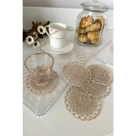 Resim Emtory Home Model Havana | 6 Adet Fincan Yanı Sunum Peçetesi - Cappuccino Kokteyl Peçetesi 