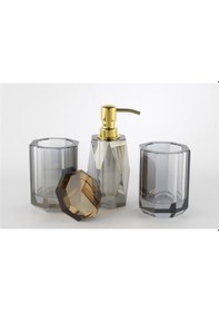 Resim Mikasa Moor Füme Amber Kapaklı Kristal Banyo Seti 