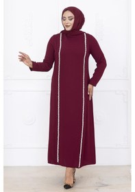 Resim Amine Hüma Yakut Abiye Elbise Bordo Bordo 