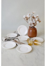 Resim Keramika Beyaz Linda Pasta Tabağı 19 Cm 6 Adet 006 Beyaz 
