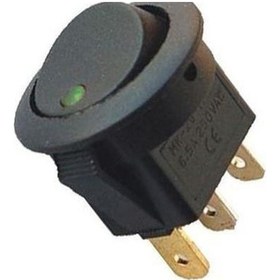 Resim IC-132A Yuvarlak Nokta Işıklı Anahtar Yeşil On-Off 3P 12Volt 