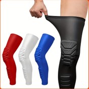 Resim 1 Adet Ağır Hizmet Tipi Yastıklı Diz ve Baldır Kompresyon Kolluğu - Uyluk Desteği ile Ayarlanabilir Atletik Korse - Futbol, Basketbol, Voleybol için - Siyah/Kırmızı/Beyaz/Mavi, Tekstil Malzeme (Güç Gerektirmez) - Sporcu 