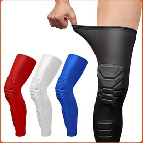 Resim 1 Adet Ağır Hizmet Tipi Yastıklı Diz ve Baldır Kompresyon Kolluğu - Uyluk Desteği ile Ayarlanabilir Atletik Korse - Futbol, Basketbol, Voleybol için - Siyah/Kırmızı/Beyaz/Mavi, Tekstil Malzeme (Güç Gerektirmez) - Sporcu 