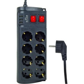 Resim Iron Star Ironstar 2mt 3xusb 8li Termal Akım Korumalı Priz 16A 4000W 