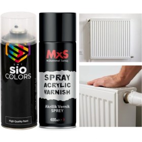 Resim Sio Colors Isıya Dayanıklı Petek-Kalorifer-Radyatör-Klima Sprey Boya Seti 400 ml + Vernik 400 ml 