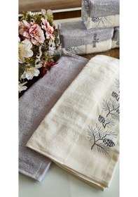 Resim Nurpak Çeyizlik 2.li Set Lüks 50x90cm. %100 Pamuk El,yüz Havlusu Özel Hediyelik Ambalajda Lila 