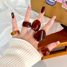 Resim Parça Şık Kehribar Renkli Reçine Yüzükler, Günlük Kullanım ve Tatil İçin Modaya Uygun Benzersiz Tasarım, Avrupa ve Amerikan Tarzı, Niche 