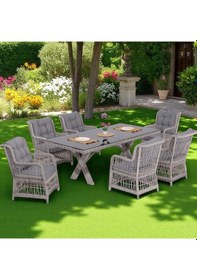 Resim Lavida Bahçe Masa Takımı Rattan Balkon Masa Seti 100x180 