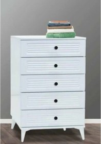 Resim 5 Çekmeceli Aynasız Beyaz Panjurlu Şifonyer Beyaz 