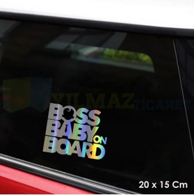 Resim yılmazetic Arabada Patron Bebek Var Hologram Oto Sticker Cam Araba Yapıştırma Çıkartma Aksesuar Etiket 20x15 Cm 