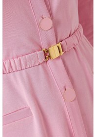 Resim Rowen Rose Belted Cardigan Dress, Lüks Örgü Kumaşlı Kuşaklı Şık Triko Elbise Abiye Pembe 36 