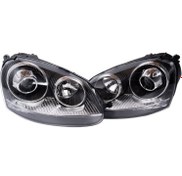 Resim Volkswagen Golf 5 R32 GTI Jetta 2003 2009 Sol Sağ Mercekli Siyah Krom Far Seti 