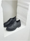 Resim D24ka-3160 Bağcıklı Hakiki Deri 4cm Kalın Taban Loafer Ayakabı 001 