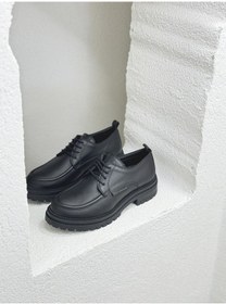 Resim D24ka-3160 Bağcıklı Hakiki Deri 4cm Kalın Taban Loafer Ayakabı 001 