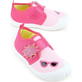 Resim Gezer Yazlık Keten Ayarlanabilir Kız Çocuk Ayakkabı Fuşya 