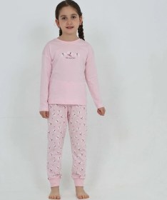 Resim Toontoy Kız Çocuk Kelebek Baskılı Pijama Takım Açık Pembe 
