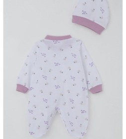 Resim Breeze Kız Bebek Patikli Tulum Çiçek & Yazı Desenli 0-6 Ay, Beyaz 