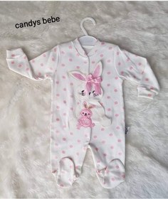 Resim Necixs Puantiyeli Kız Bebek Tulum Beyaz 