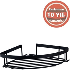 Resim Çelik Banyo Paslanmaz Çelik Zerrin 19x19 Cm Şampuanlık Banyo Rafı Süngerlik Mat Siyah Siyah 