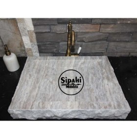Resim SİPAHİMARBLE Gümüş Traverten Patlatma Lavabo 