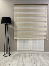 Resim Delüks Zebra Stor Perde Geniş Plise, Bej, 100 x 260 