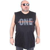 Resim Starbattal Büyük Beden Baskılı Kolsuz Tişört Step Up Level 25155 Sıyah Siyah 