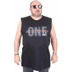 Resim Starbattal Büyük Beden Baskılı Kolsuz Tişört Step Up Level 25155 Sıyah Siyah 