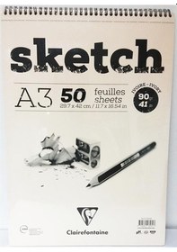 Resim Clairefontaine İvory Sketch Blok Üstten Spiralli Eskiz Defteri A3 