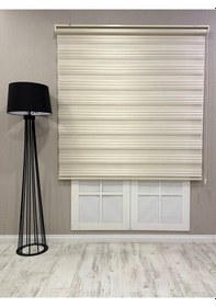 Resim Zebra Stor Perde Dar Plise Güneşlik Krem Çizgili Krem Çizgili 