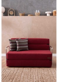 Resim Good Night 150cm Oskar Katlanır Yatak & Koltuk Yıkanabilir Sırt Destekli Bordo 