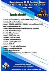 Resim Kendo Azurro 6500 Remixon Strong 420cm 100-250gr Tam Takım Surf Olta Seti 